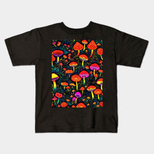 Trippy Dippy Mushroom Pattern Kids T-Shirt